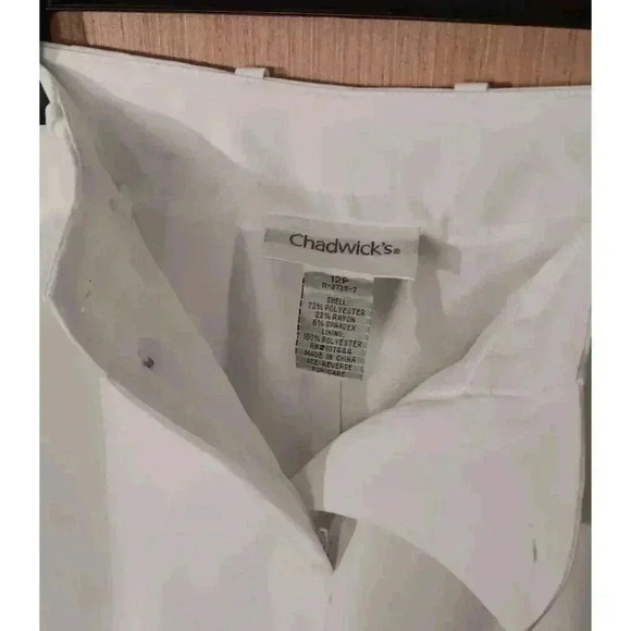 Chadwick's 12P‎ Womens White Trouser Full Lining High Rise Cuffed Hem Pockets - Picture 3 of 7